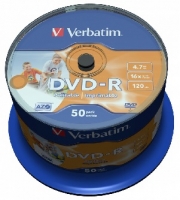 Загот. компакт диска DVD- R Verbatim диск 4,7Gb 16x (50 шт.) printable Cake Box (43533) ― "Сплайн-Технолоджис"